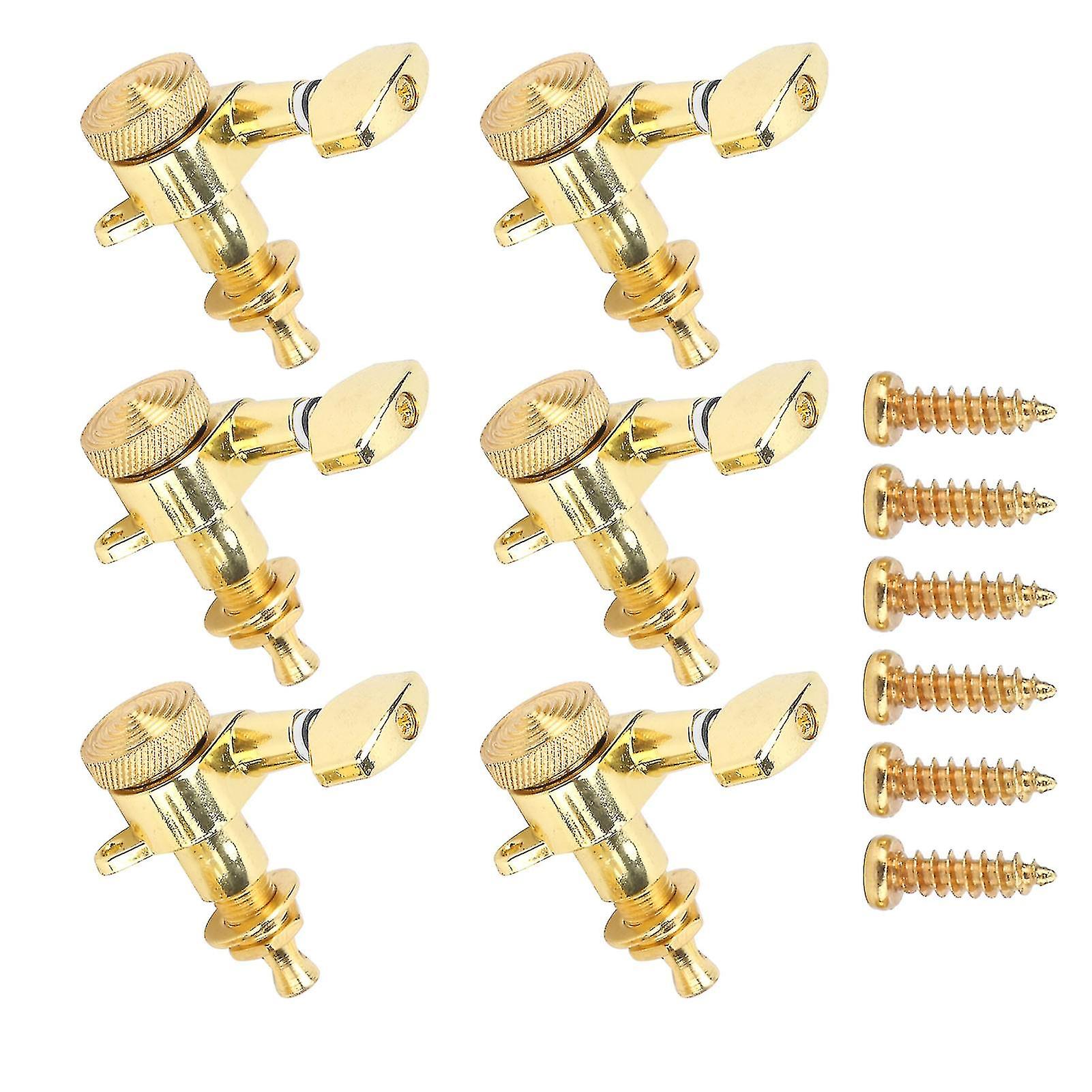 6Pcs Locking Guitar String Tuning Peg Metal Sealed Tuner Head Key Set Kit for Electric NHXF(6 Right Peg Set )