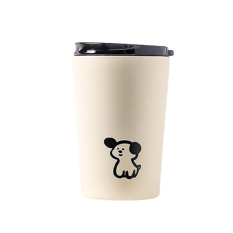 Tasse isotherme avec couvercle en acier inoxydable givré, petite tasse isotherme pour café et eau, motif chiot mignon, 360 ml
