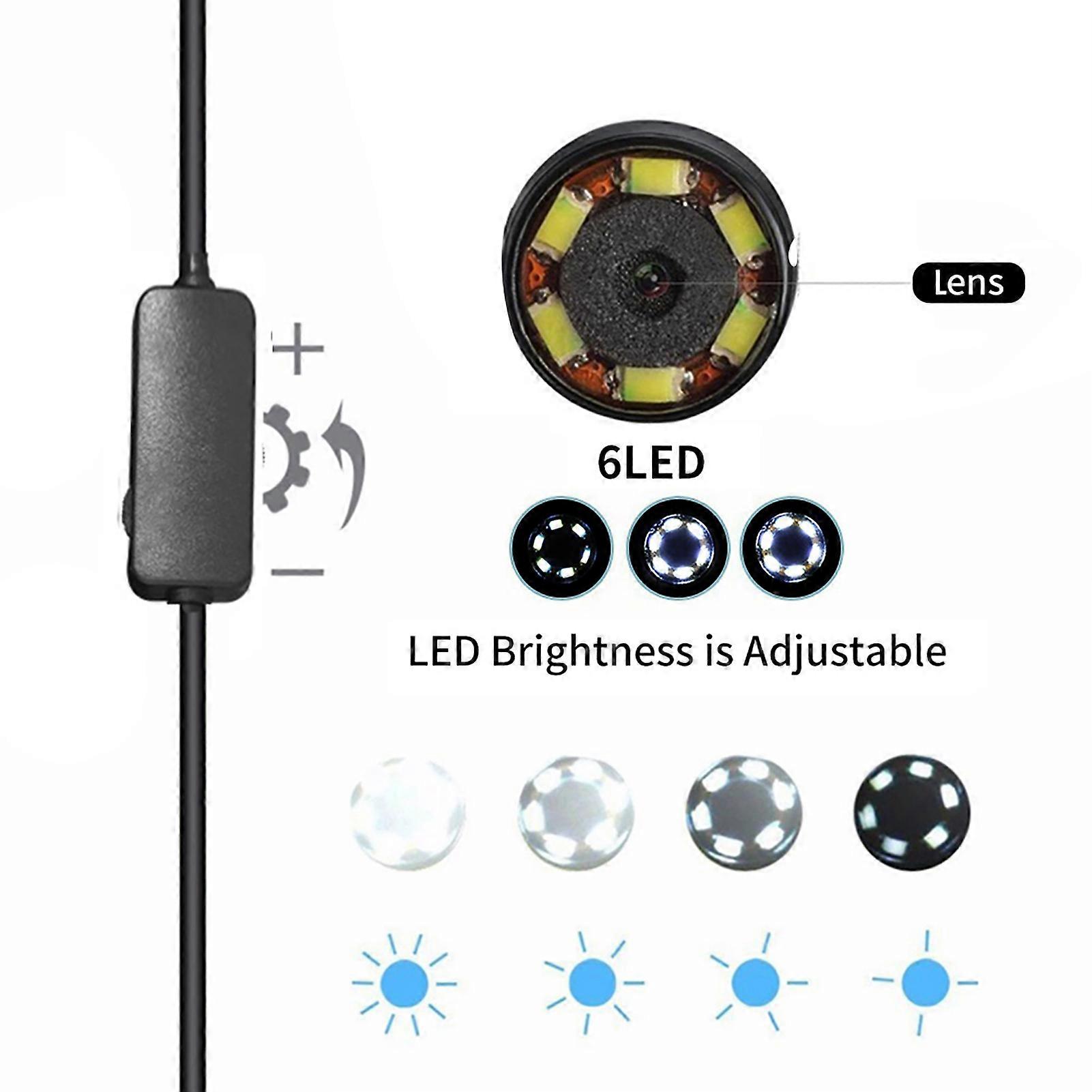 Black 5m USB OTG Endoscope with 2MP Waterproof Camera for Inspection
