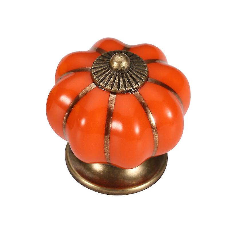 4Pcs Single Hole Pumpkin Handle Cute Colorful Children's Cartoon Ceramic Handle Drawer Handle