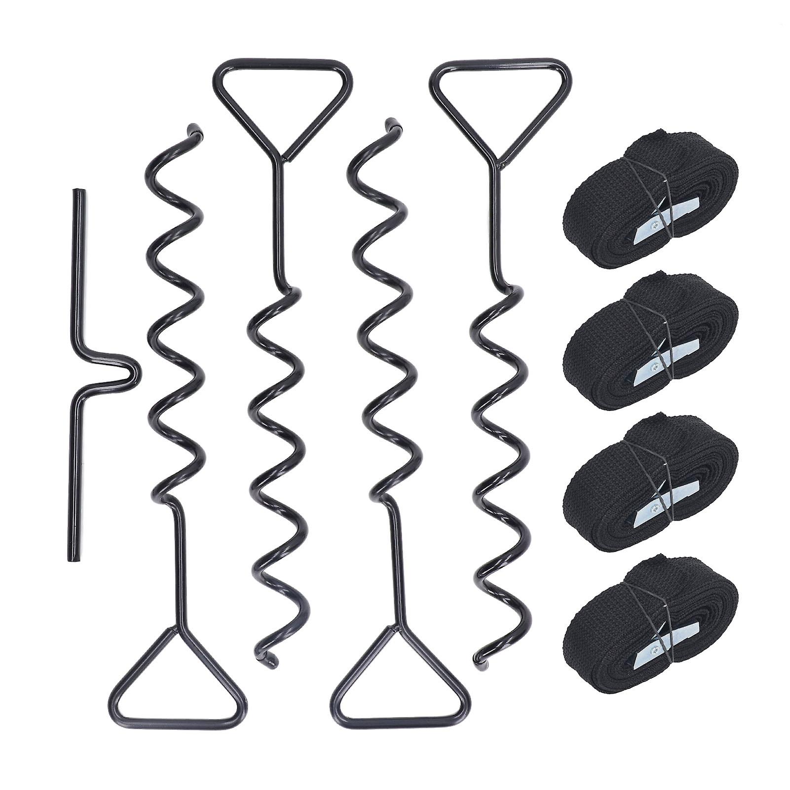 Ancrages au sol, piquets en acier multifonctions, kit d'ancrage pour trampoline, abri de jardin, nçoire, tente, noir