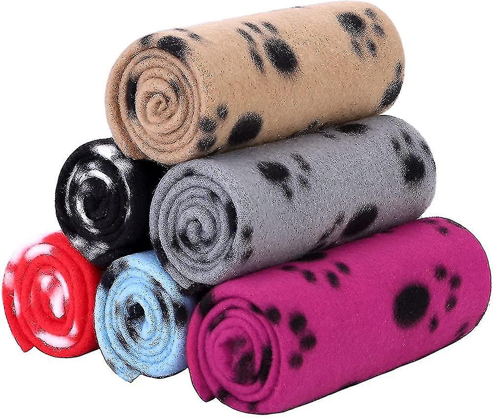 Pack Of 6 Paw Print Blanket Dog Cat Soft Warm Blankets Washable Sleep Mat-hao