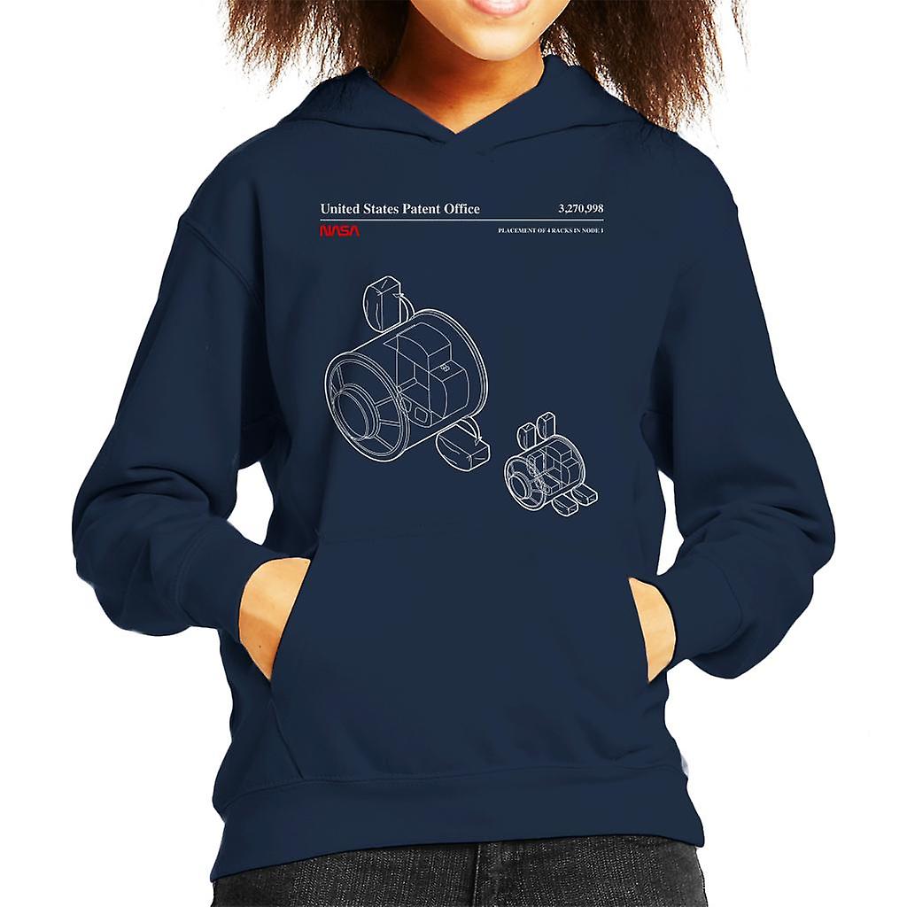 NASA Placement Of 4 Racks Node 1 Blueprint Kid's Hooded Sweatshirt