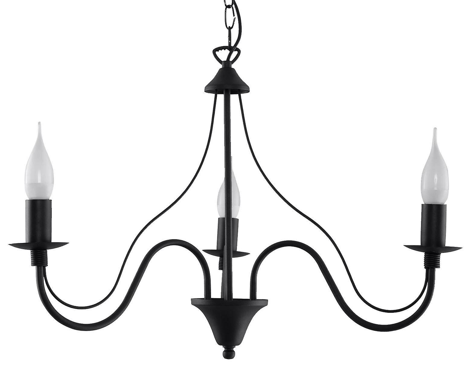 Minerwa 3 Light Multi Arm Chandelier Black, E14