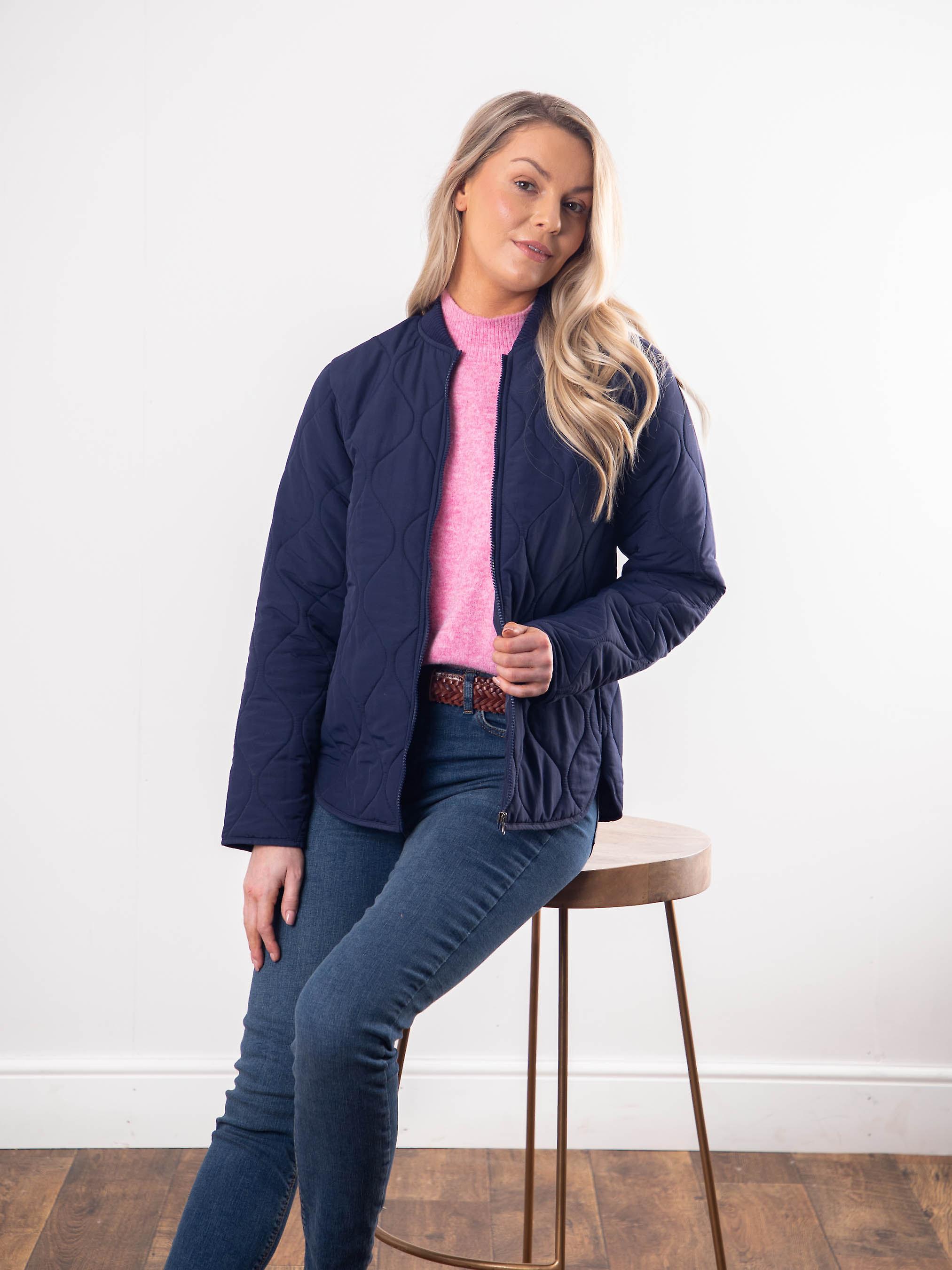 Shilo Quilted Bomber Jacket in Navy