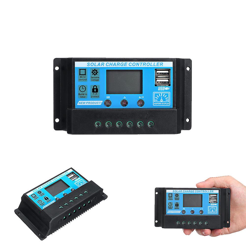 Upgraded 30a 12v/24v Auto Volt/amp/temp Display Pwm Solar Panel Charge Controller