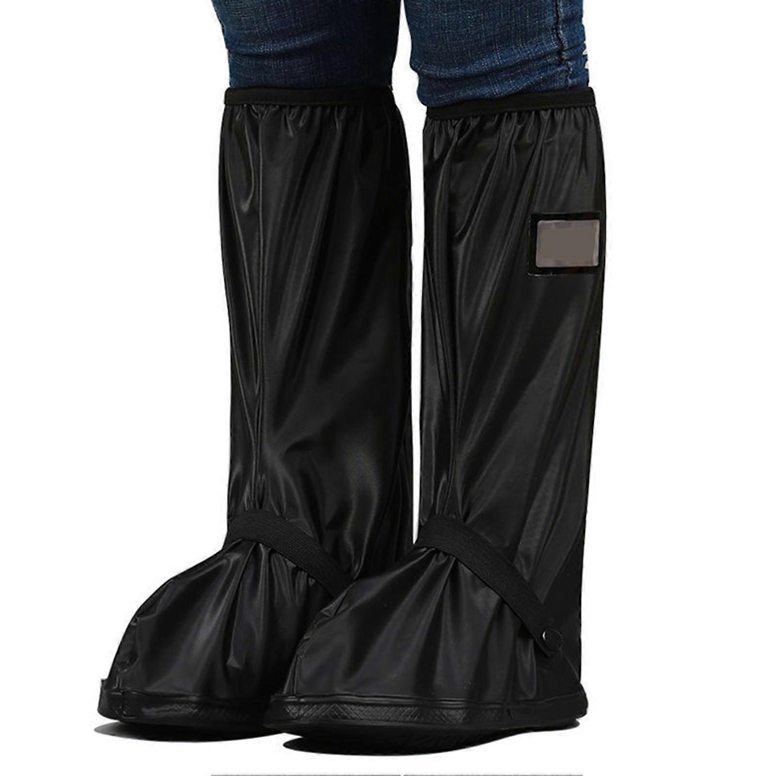 Men XL Waterproof PVC Boot Covers, Reusable Rainproof, Black