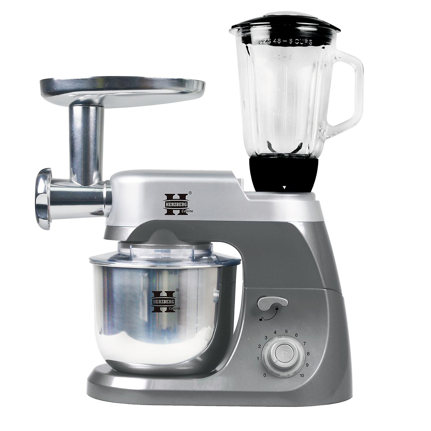 Herzberg HG-5029:3 in 1800W Stand Mixer with Planetary Beating Action Grey