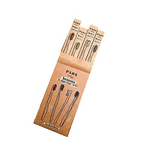 Bamboo toothbrushes - Box of 4 colors 4 units