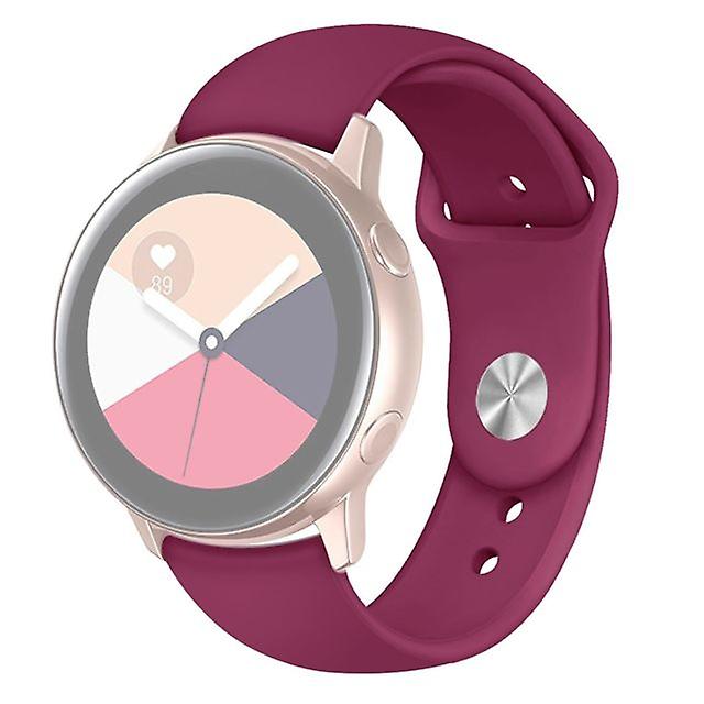Solid colour silicone strap watch for Galaxy Watch Active 2 Size S Red Wine