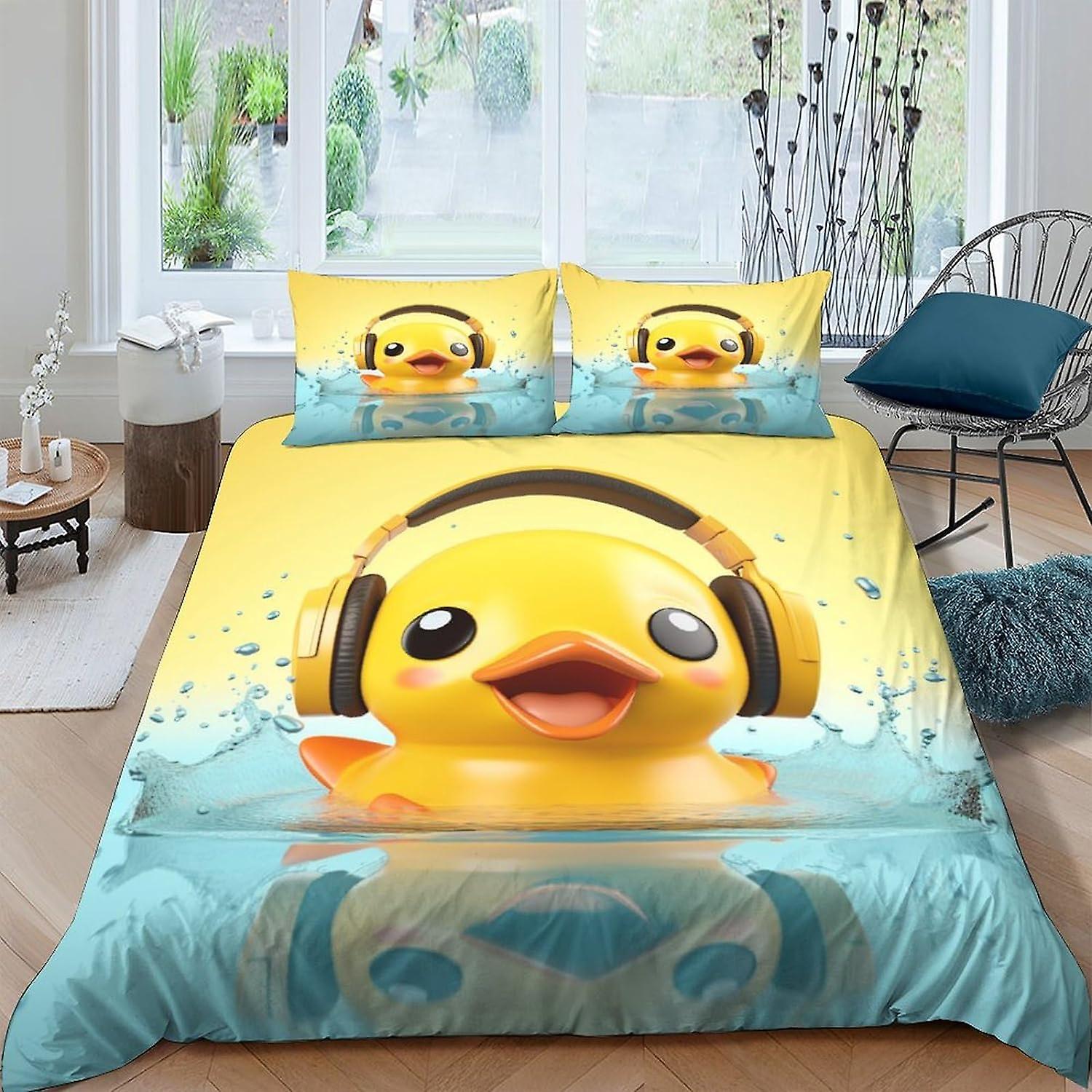 EKENOZ غطاء لحاف بطة لطيف متعدد الألوان مجموعة 3 قطع طقم غطاء لحاف ناعم فاخر مع أكياس وسادة مزدوجة