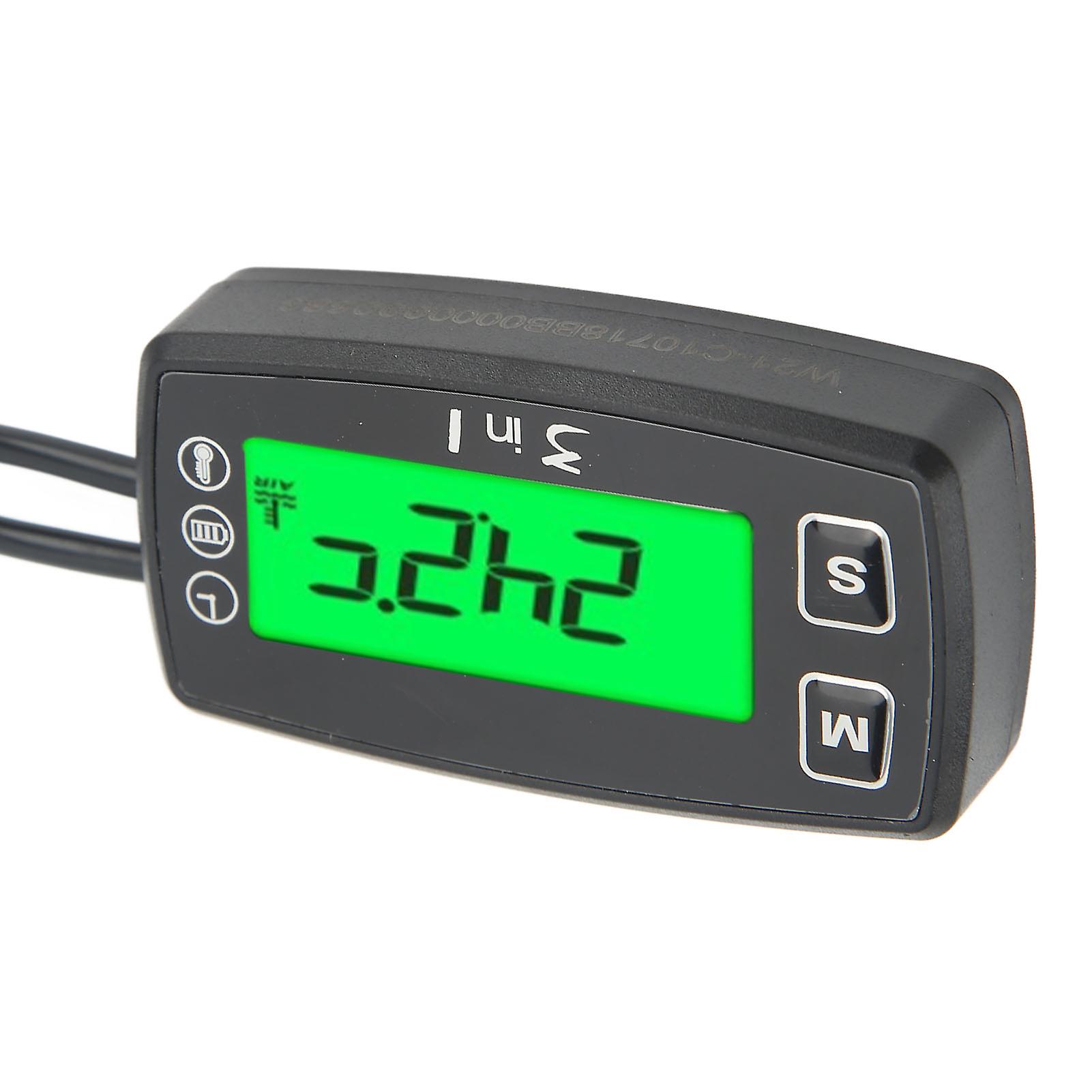 Motorcycle Digital Tach Hour Meter LCD Display Timer IP68 Waterproof Induction Type for Gasoline Engine
