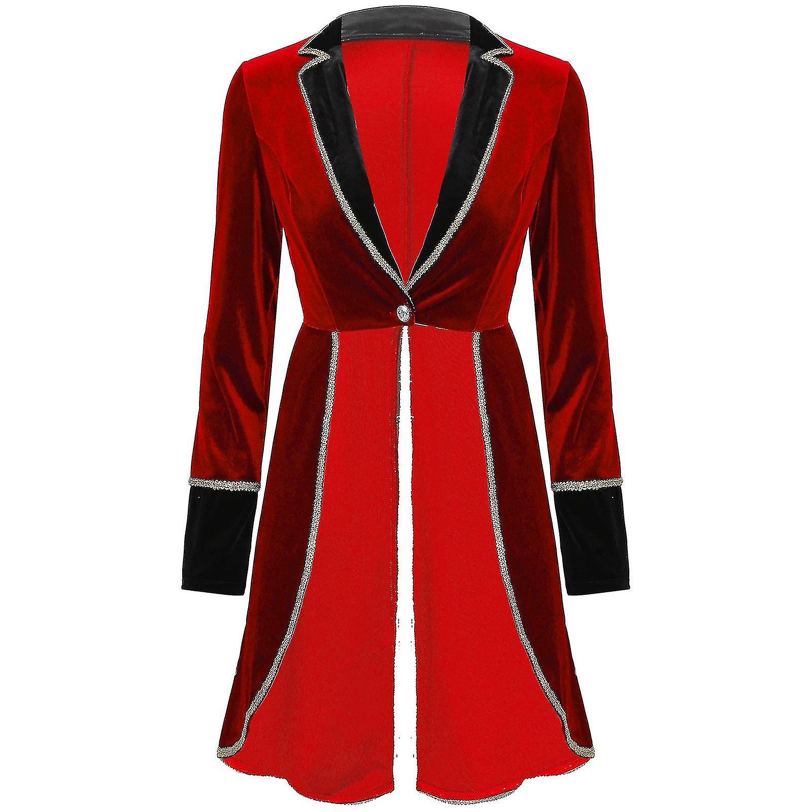 هالوين النساء الكبار سيرك Ringmaster زي المخملية طويلة الأكمام سترة معطف عيد الميلاد كرنفال كوسبلاي مهرجان الهذيان الزي