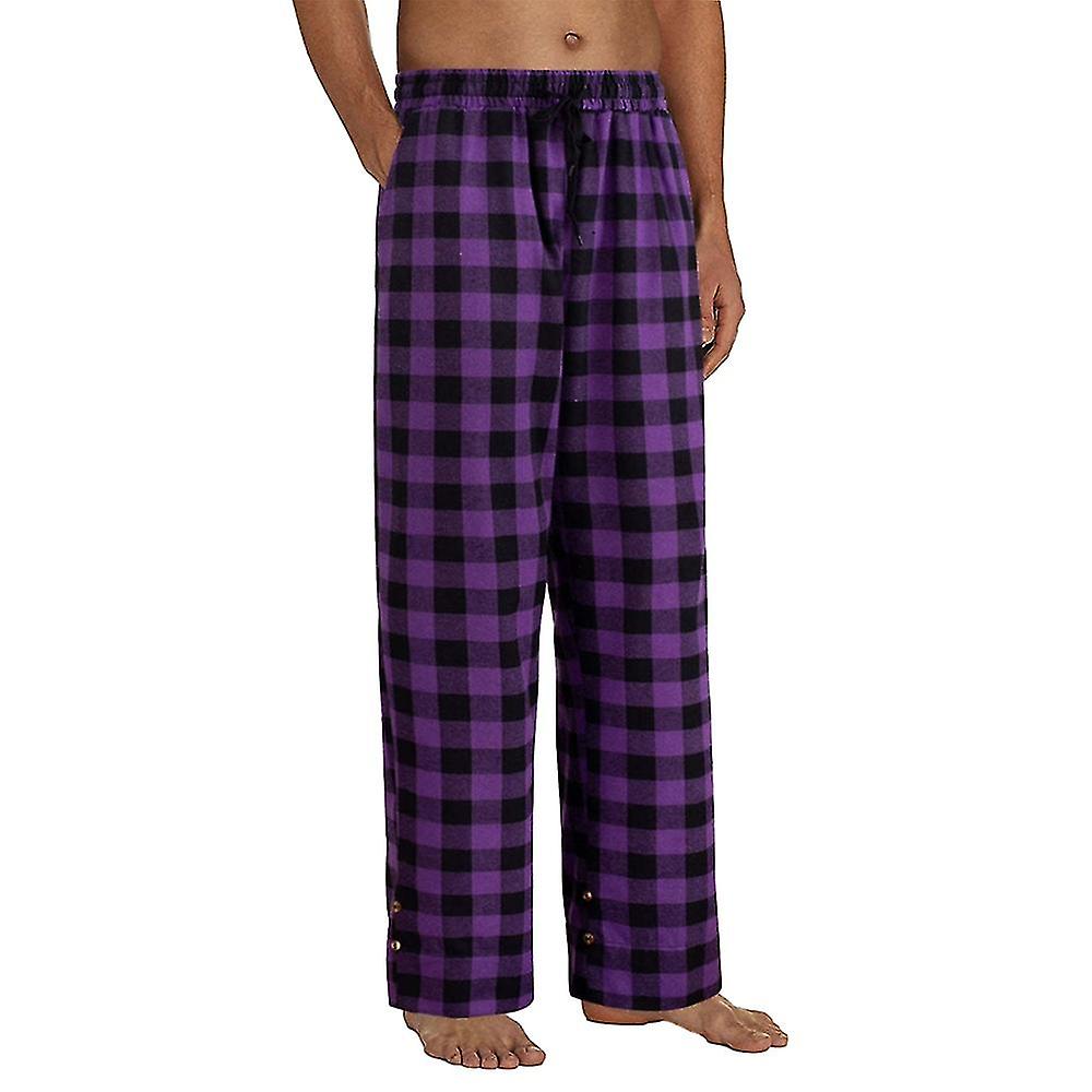Herren Pyjamahose Weihnachten Karierte Pyjamahose mit Taschen Schlafhose mit weitem Bein