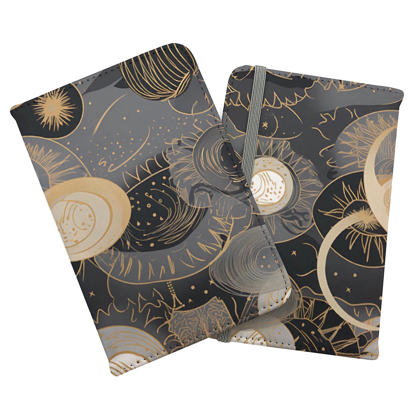 Abstract Silver Gold Sun And Moon Passport Cover