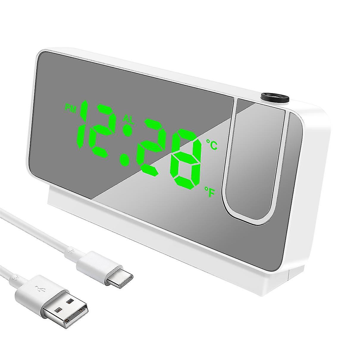 LED Digital Projection Alarm Clock Table Electronic Alarm Clock with Projection Time Projector Bedroom Bedside Clock B