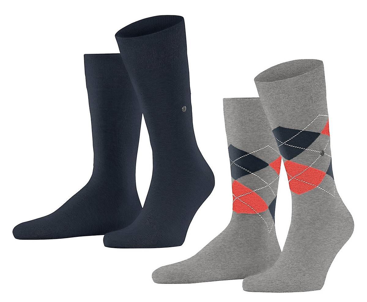 Burlington Everyday Argyle Mix 2-Pack Socks - Lunar Blue/Grey