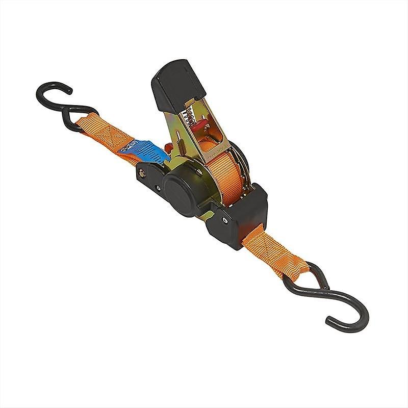 Tie strap with ratchet + 2 hooks 350cm 320kg automatically retractable