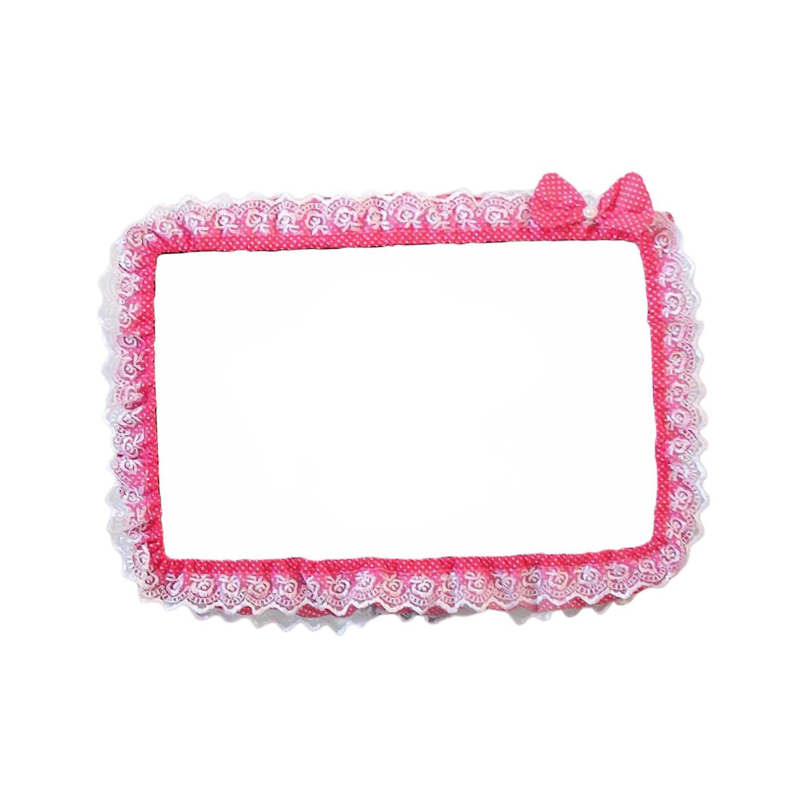 Computer Screen Frame Border Cover Lace Fabric Protective Case with Bowknot 17 to 22 inch rose red