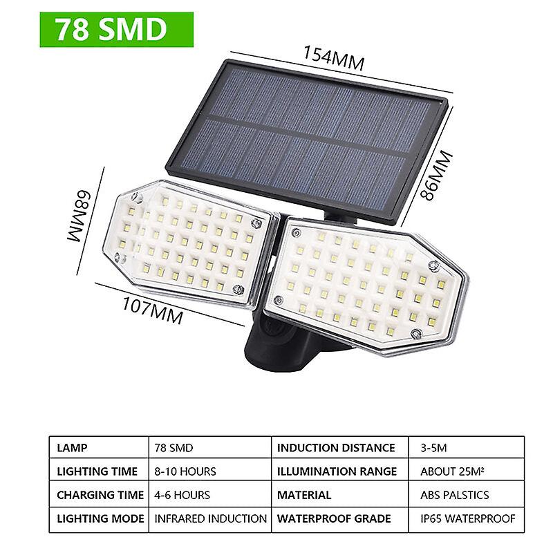 Double Head Motion Sensor Led Solar Light Outdoor Spotlight Waterproof Rotatable Wall Lamp