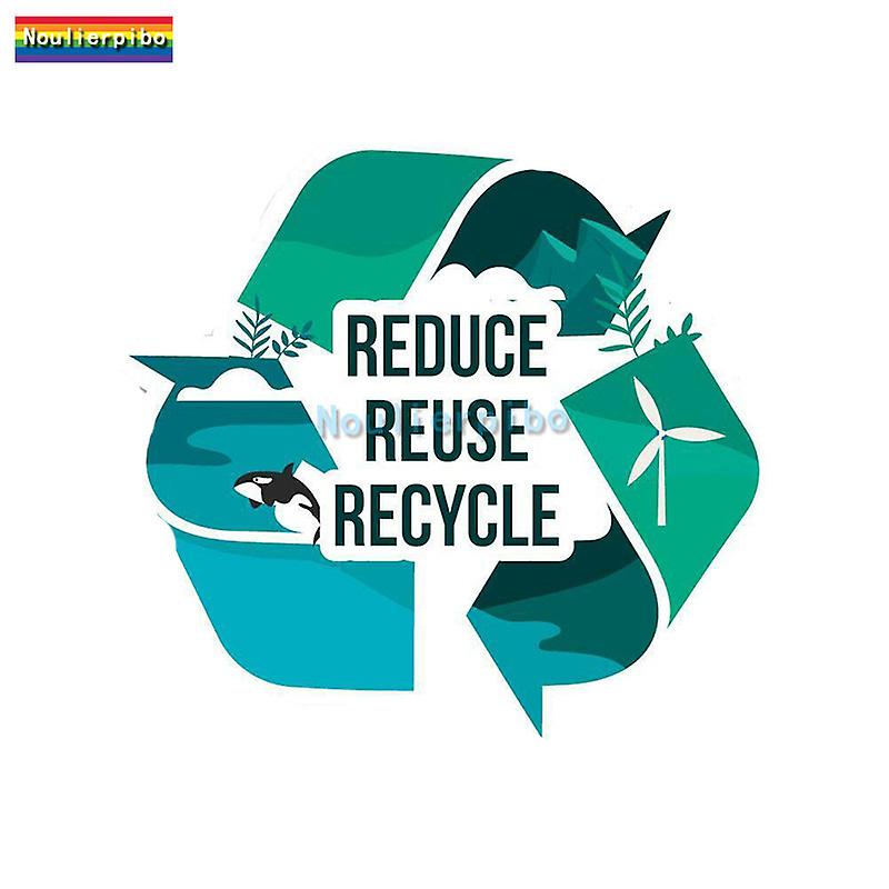 Creative Reduce Reuse Cycle Reflective Stickers Suitable For Office Trash Cans Parks Garbage Dumps Garbage Truck Pvc Decal