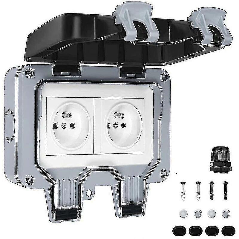 Waterproof socket Double outdoor socket IP66 Waterproof wall socket Style1-