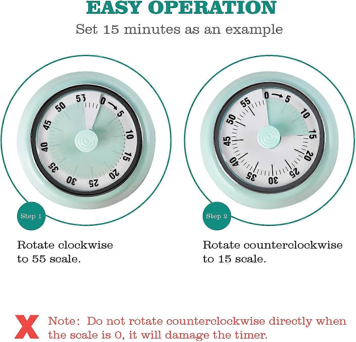 Kitchen Timer Reminder Manage Timers 360 Degree Rotating Mechanical Timer Cooking Countdown Alarm Clock Magnetic Refrigerator for Cooking, Learning (g