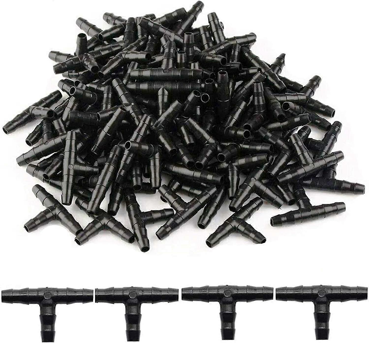100 Pcs Tee Hose Connector 4/7mm- Tee Connector PVC Sprinkler