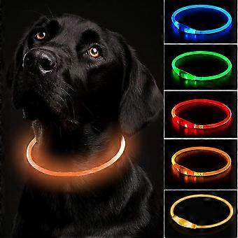 Colar de Cão Iluminado USB Recarregável Coleira Intermitente Comprimento Ajustável, Coleira Intermitente à Prova d'Água Cuttable para Cães - 3 Modos, para Pequeno Médio Grande