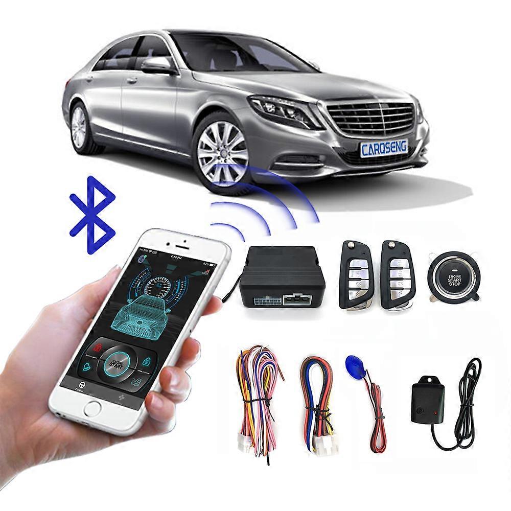 KQ163B Phone Car Key Systems Key blade APP Control Push Button and Remote Engine Start Stop less Entry  Alarm System