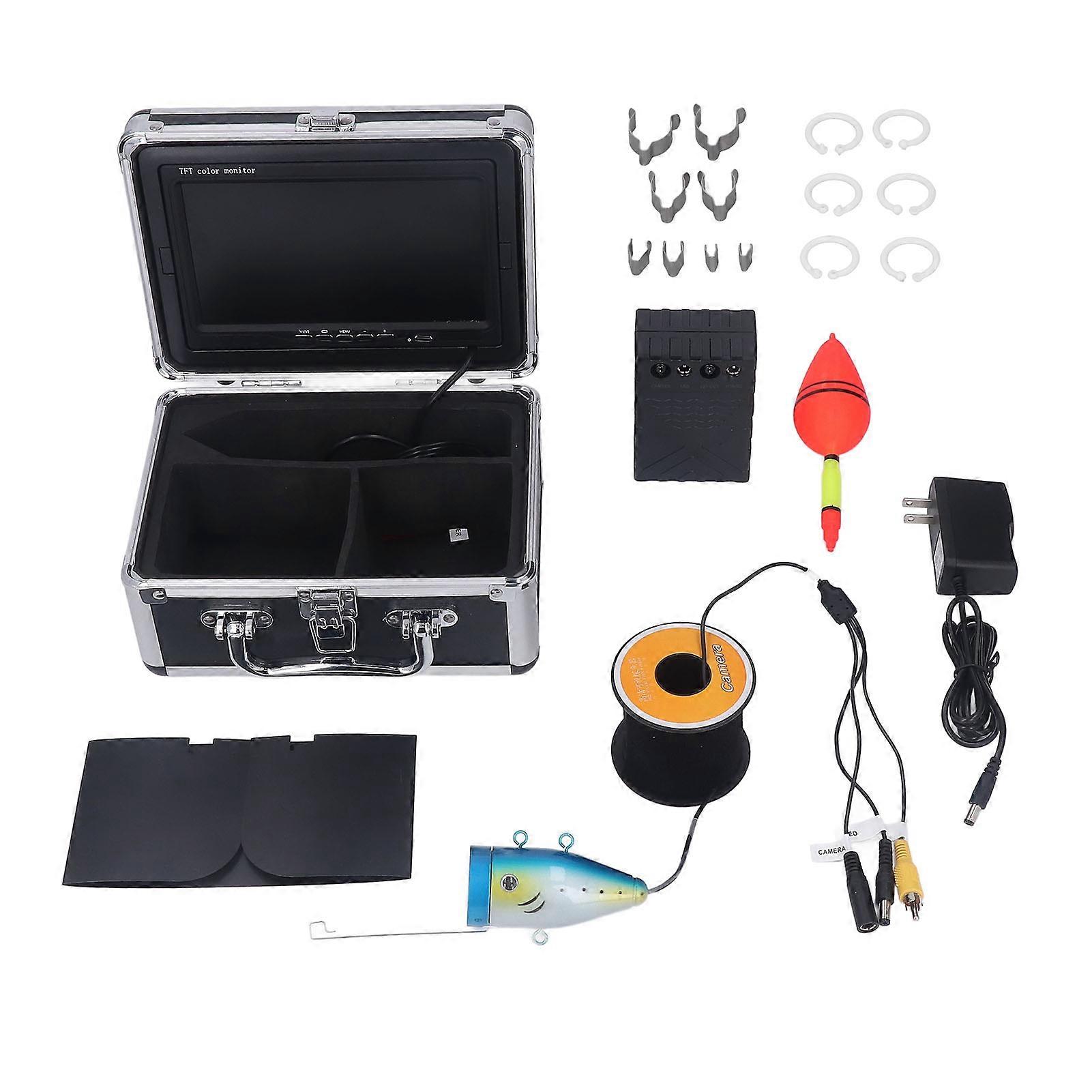 Underwater Fishing Camera 7 Inch LCD Monitor IP68 Waterproof 1200TVL Fish Finder with 12pcs LED Lights 100240V US Plug 15m/16.4yd NO.3896