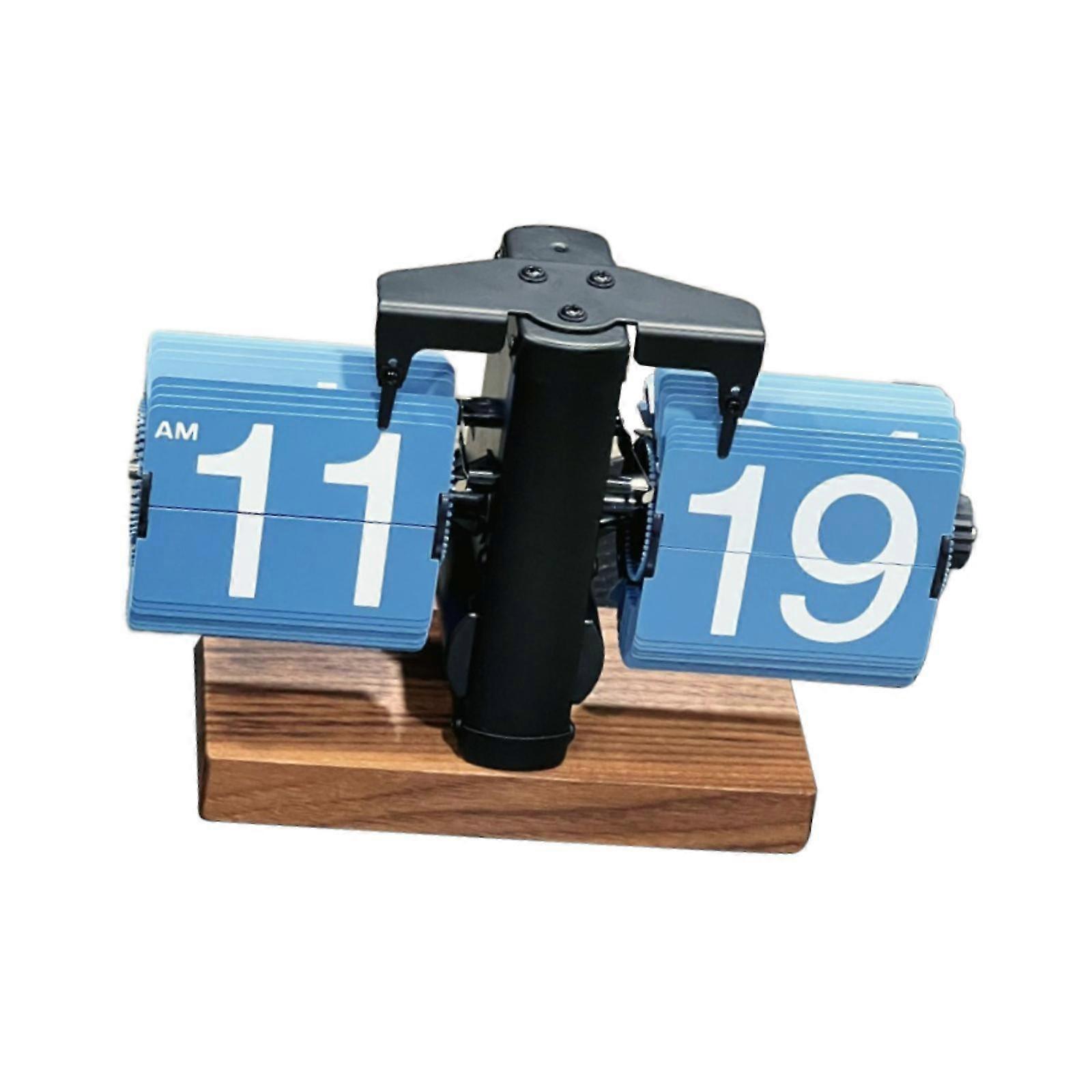 Auto Flip Clock Table Clock Office Adults Works Home Bedside Flip Desk Clock Blue
