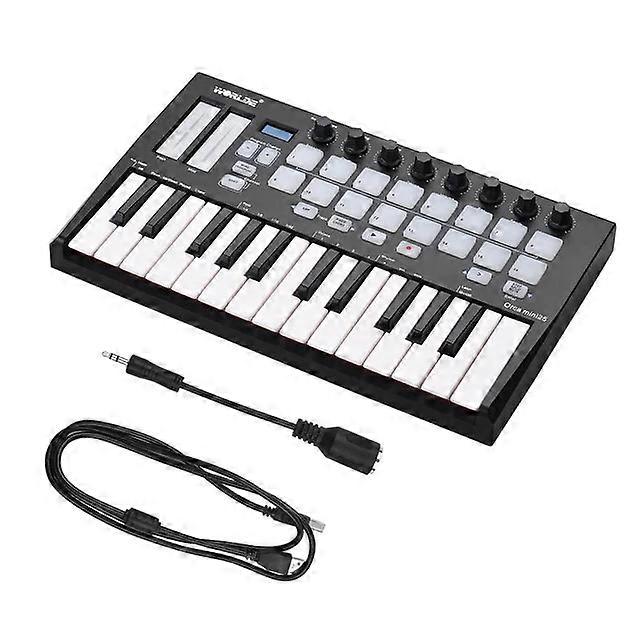 Worlde Orca Mini25 - Portable 25-key Usb Midi Keyboard Controller With 16 Rgb Backlit Trigger Pads And 8 Assignable Control Knobs