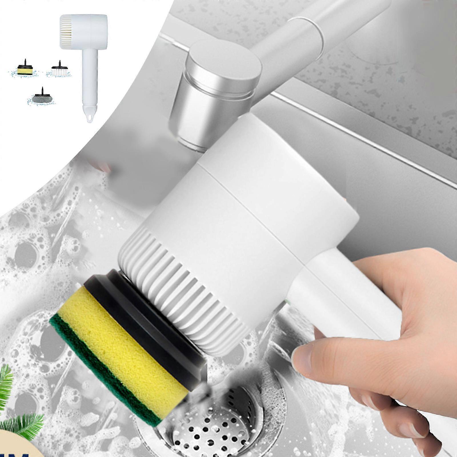 Multifunctional electric scrubber brush: replaceable rotating head, powerful cleaning for bathroom and kitchen.