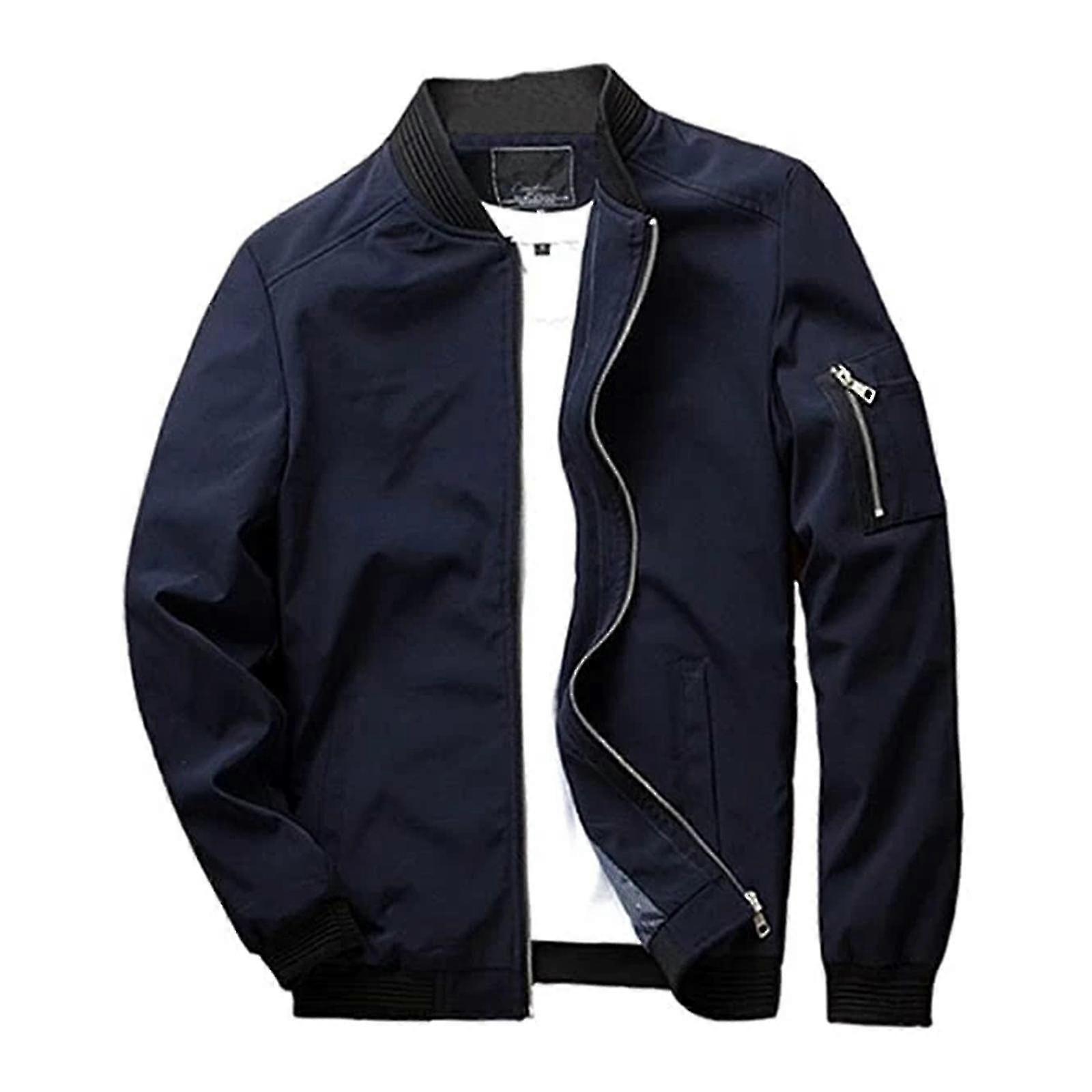 Flight Bomber Jacket Fashion Casual Zipper Closure Trendy Jackets Coat Men