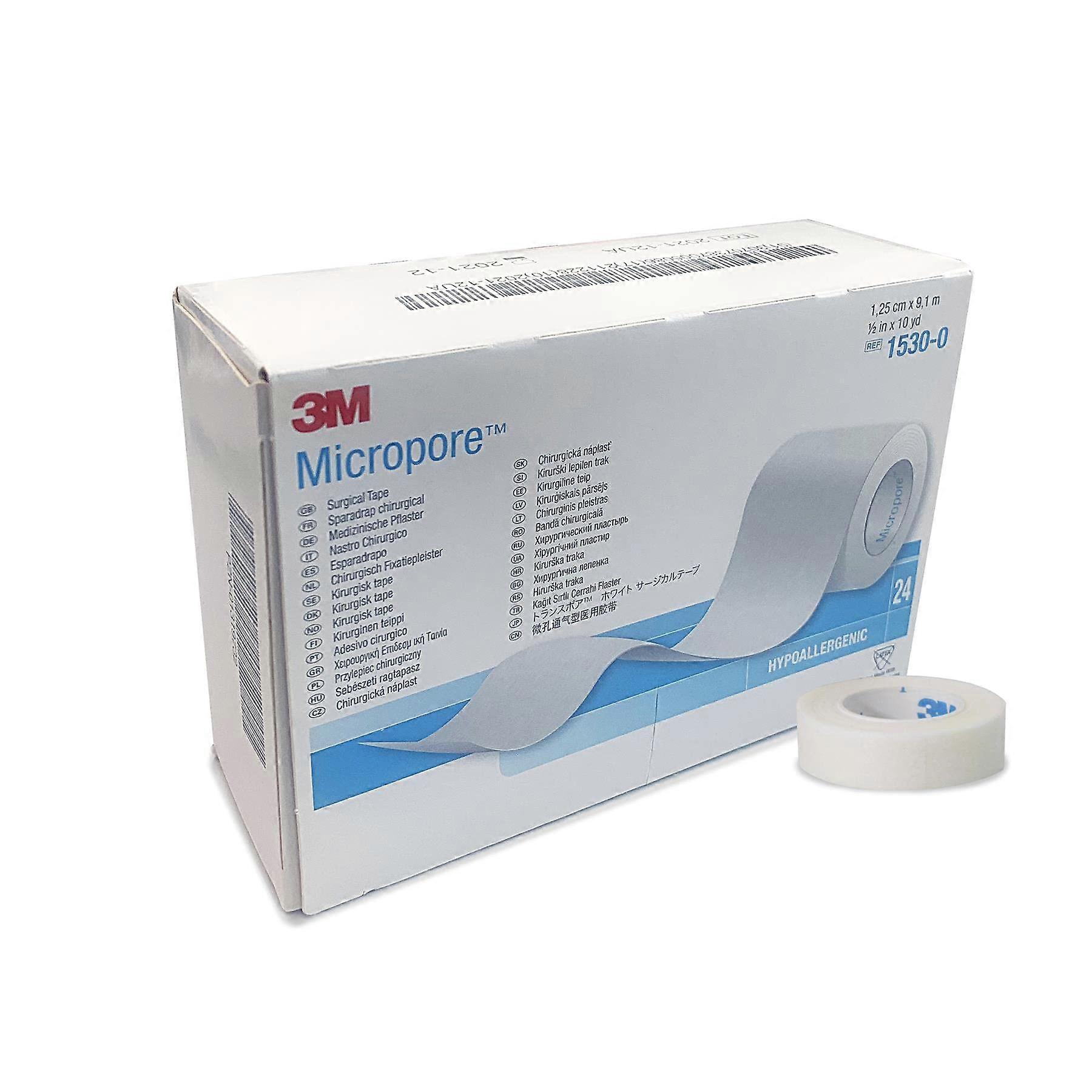 شريط جراحي 3M Micropore ، مضاد للحساسية ، أبيض ، 2.4 سم × 9.1 م ، عبوة من 1