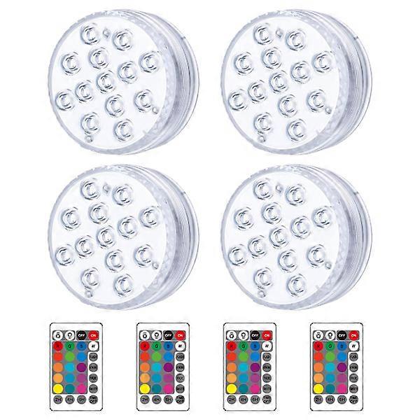Lumire Led Submersible, 4-pack Lampes Led Etanches Avec Tlcommande Rvb Changement De Couleur Rvb clairage De Bassin Dcoration Pour