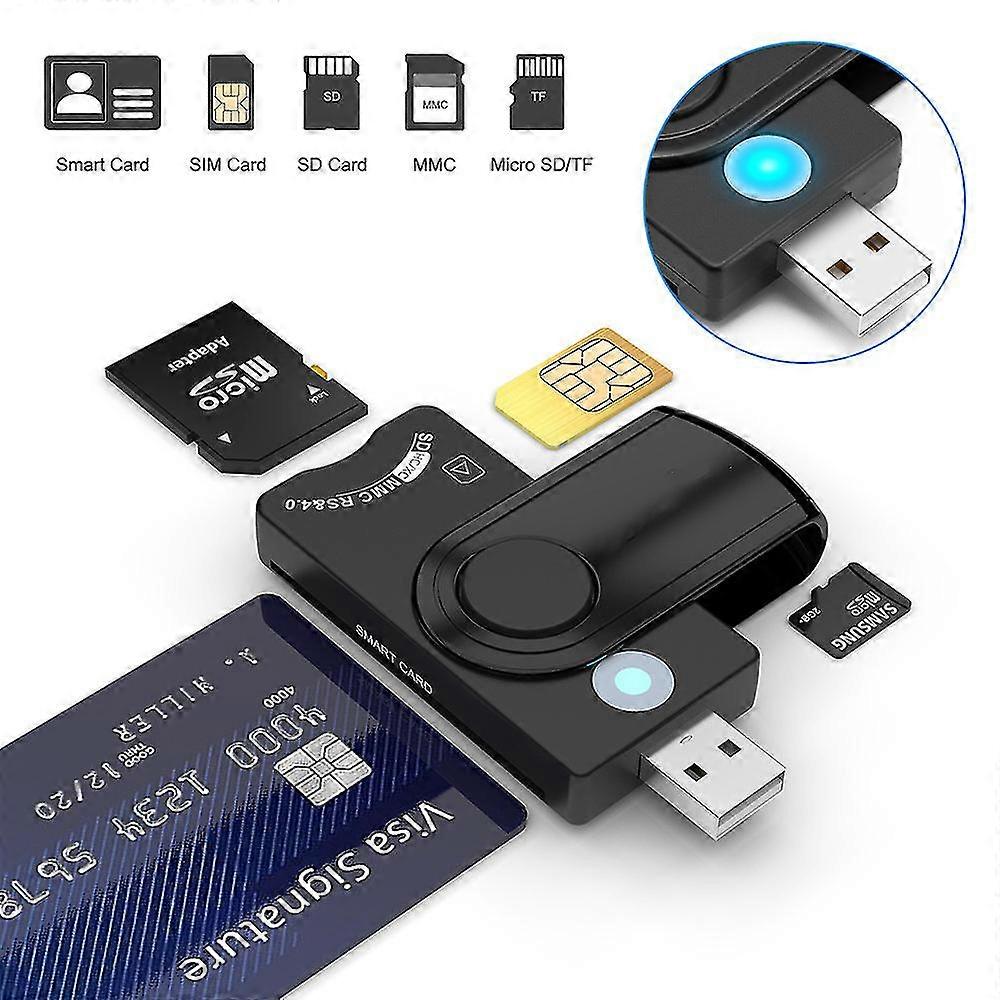 Multifunction Dod Smart Card Reader Usb 4 Ports Common Access Sd/tf/cac/sim/id/mmc Card