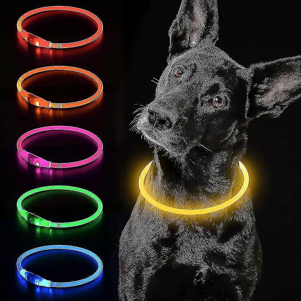 קולר כלב לד מואר קולר כלב קולר USB נטען קולר עמיד למים לחיות מחמד ניתן לחתוך כדי להדליק קולר כלב חיית מחמד