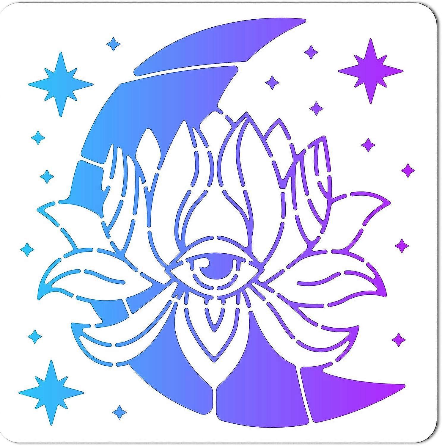 1sheet Lotus Flower Templates Moon Drawing Painting Stencils Large Reusable Plastic Square Stencils Sign