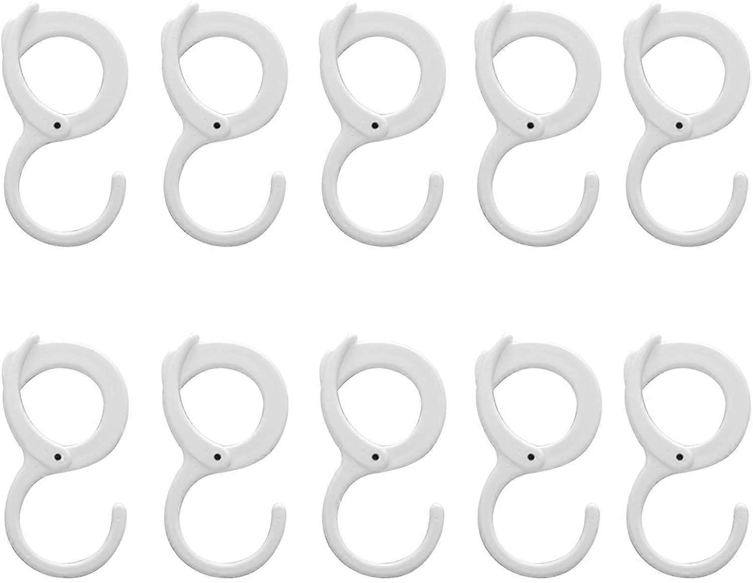 10pcs Plastic S Type Clip Hooks Multifunctional Clip Hooks for Kitchen Bathroom Bedroom (White)