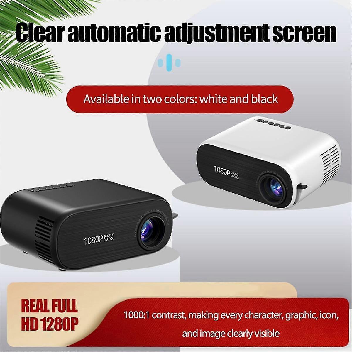 WiFi Mini Projector Projector Portable Home Theater Sync Screen Supported 1080P White EU Plug