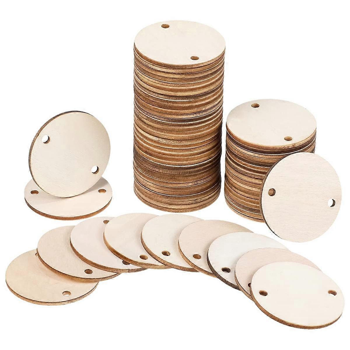 200PCS Circle Wooden Tags Birthday Board Tags with 2 Holes for Birthday Board Chore Board DIY Crafts, 1.5 Inches