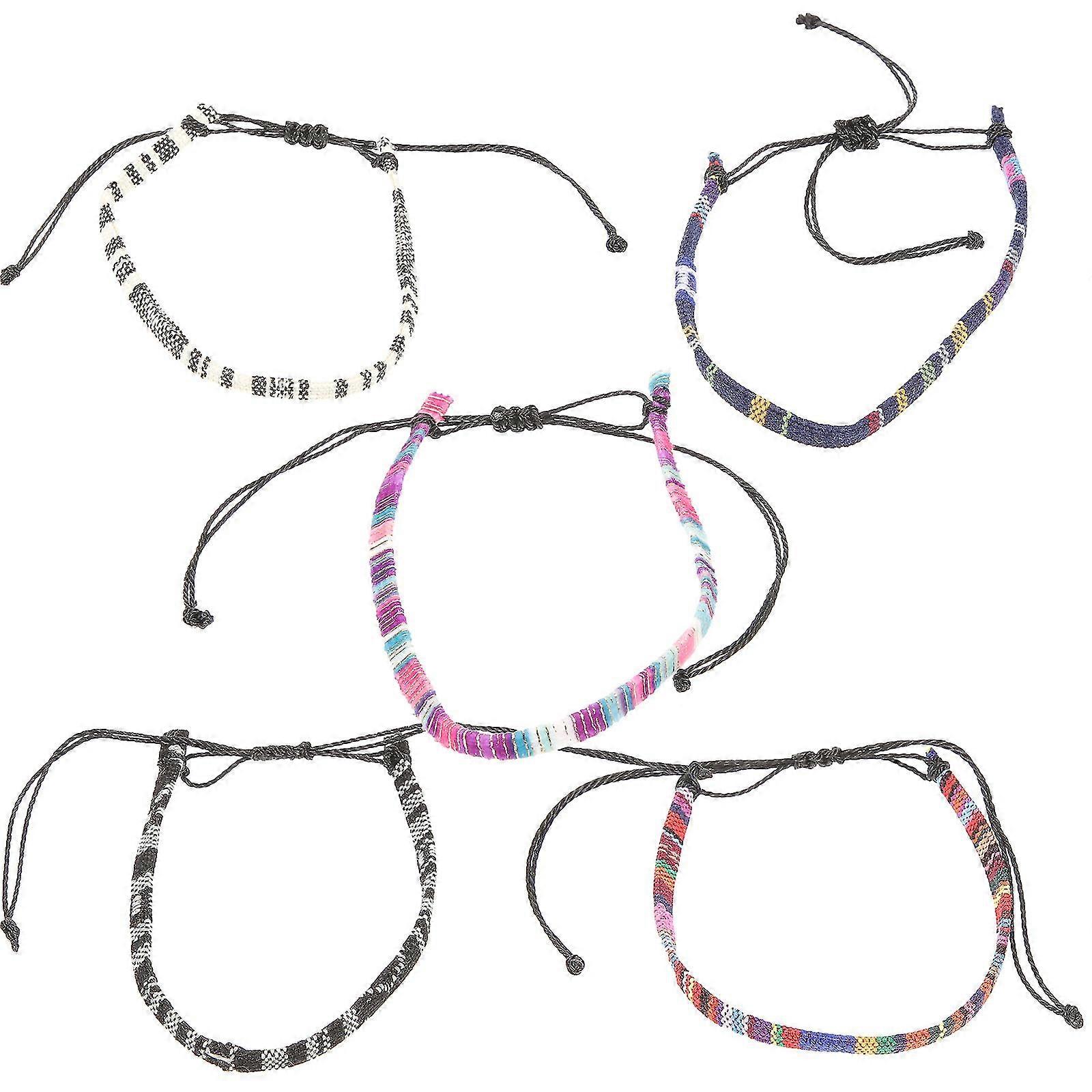 5pcs Woven Anklets For Men Handmade Bracelets Men Bracelets Bohemia Bracelets (mixed Style)