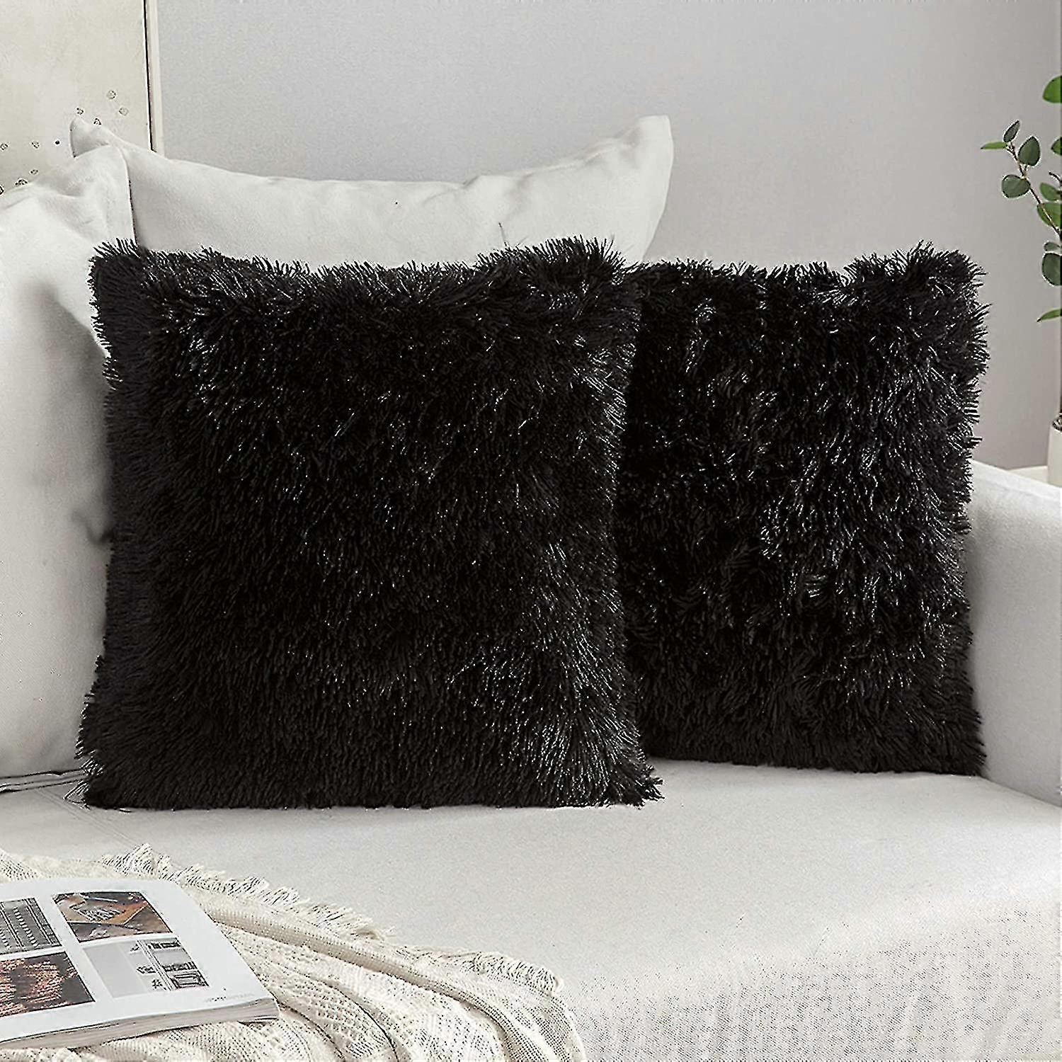 Artificial Fur Decorative Pillow Case 43x43cm Soft Throw Pillow