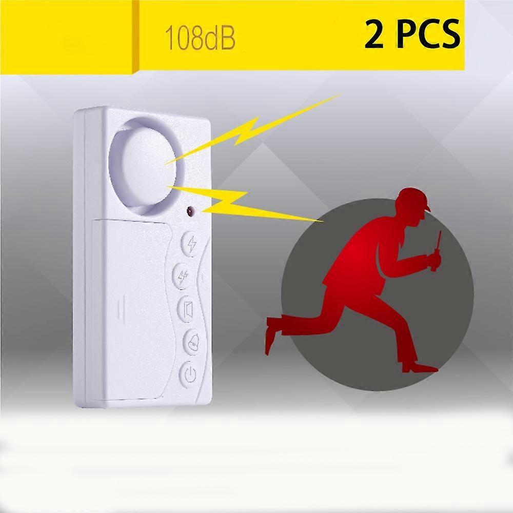 2 Pack Freezer Door Alarm, Window Security Alarm, 3/15/30/60 Seconds Wireless Fridge Alarm, 4 In 1 Door Sensor Doorbell Door