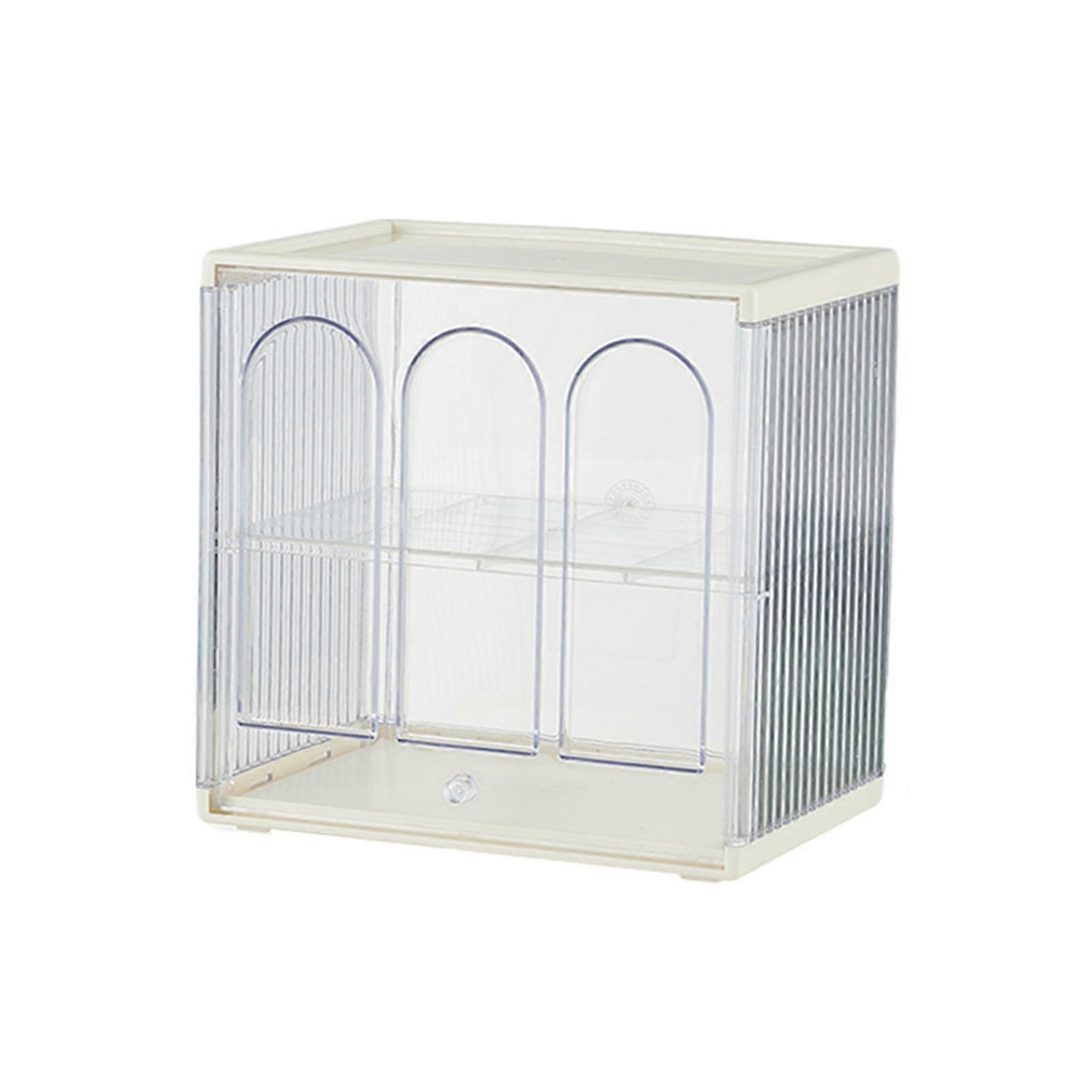 Clear Storage Bin Box Clear 2-tier Display Box With Dustproof Window For Cups Bowls Plates
