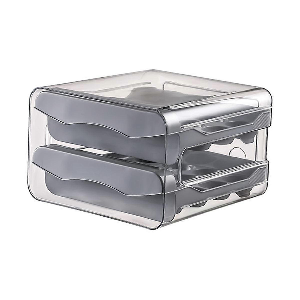 32 Grid Egg Holder,Household Egg Storage Box for Fridge, Transparent 2Layer Chicken Storage Contain