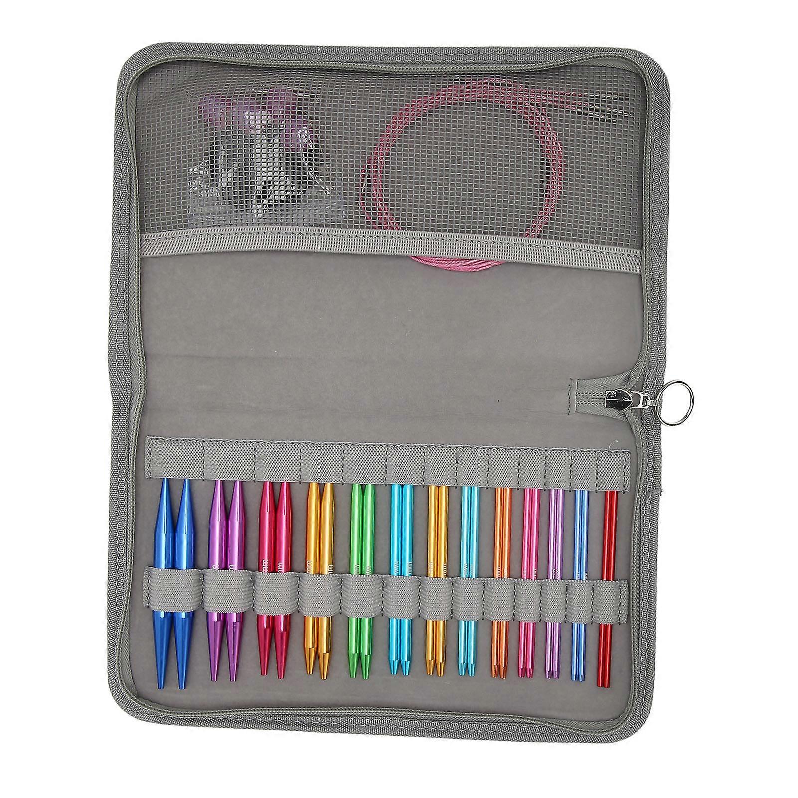 Circular Knitting Needle Set 3 to 10mm Interchangeable Smoothing Circular Needle Set with Storage Bag for Craft Projects