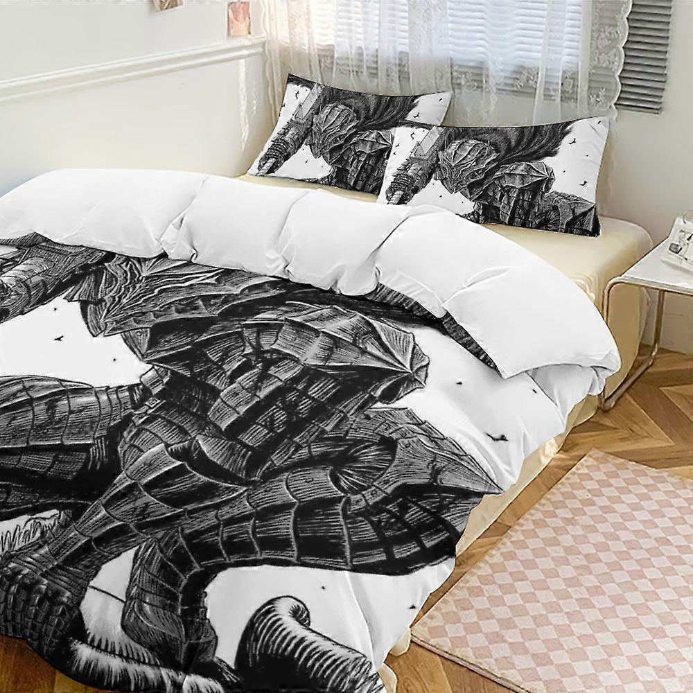 x126 Anime Berserk Conjunto de Cama de 3 Peças Quente e Confortável Conjunto de Cama com 1 Capa de Edredom e 2 Fronhas para Quarto b126